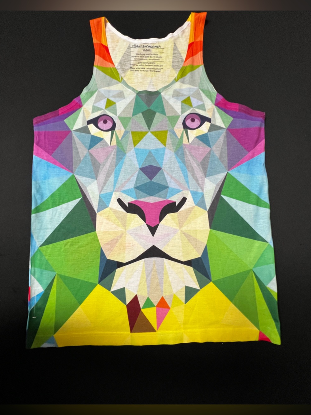 THAT SHIRTWASCASH GEOMETRIC LION  PRINT TANK TOP - MULTICOLORS - SIZE SMALL
